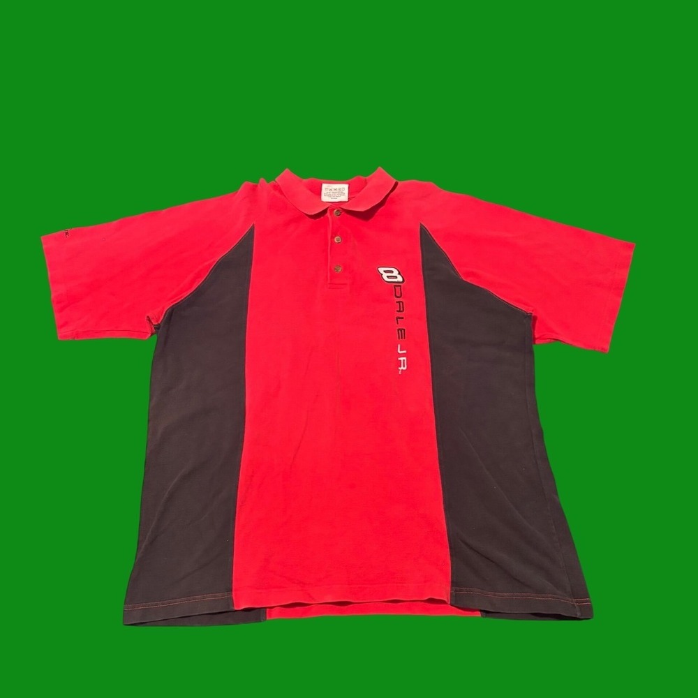 Winners Circle Dale Earnhardt Jr NASCAR Budweiser Polo Shirt Red Black XXL
